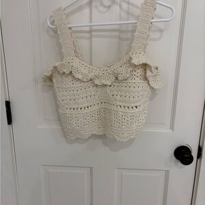 Sea Womens Wool Crochet Cream Top Size XL